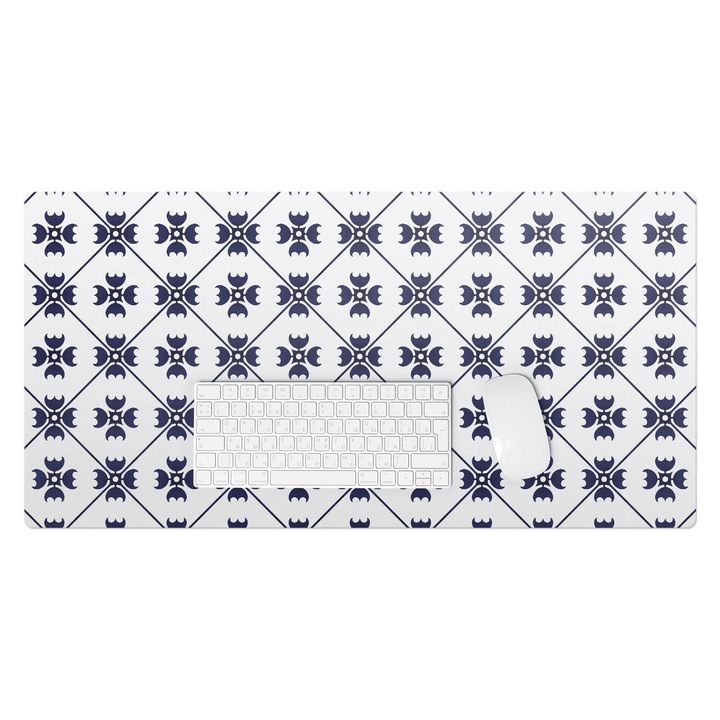 Protectie birou, Wallfluent, Model retro geometric, Bleumarin, 90x45 cm, 010250300040100033463