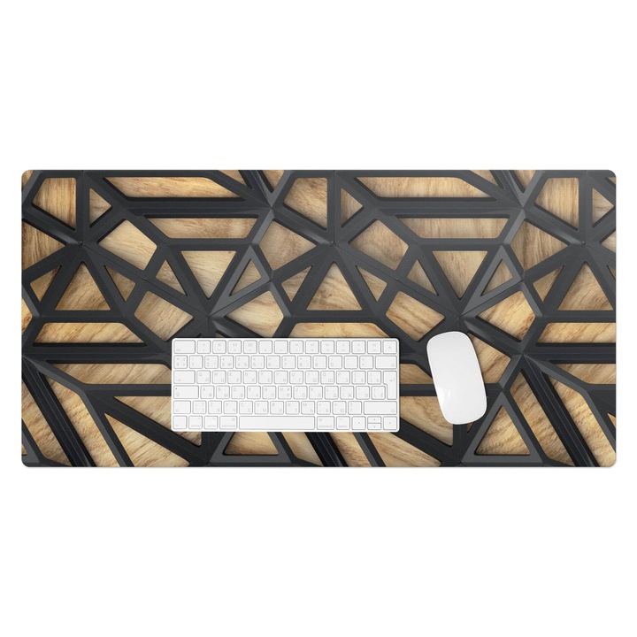 Protectie birou, Wallfluent, Model geometric 3D, Bej, 90x45 cm, 010250300040100033991