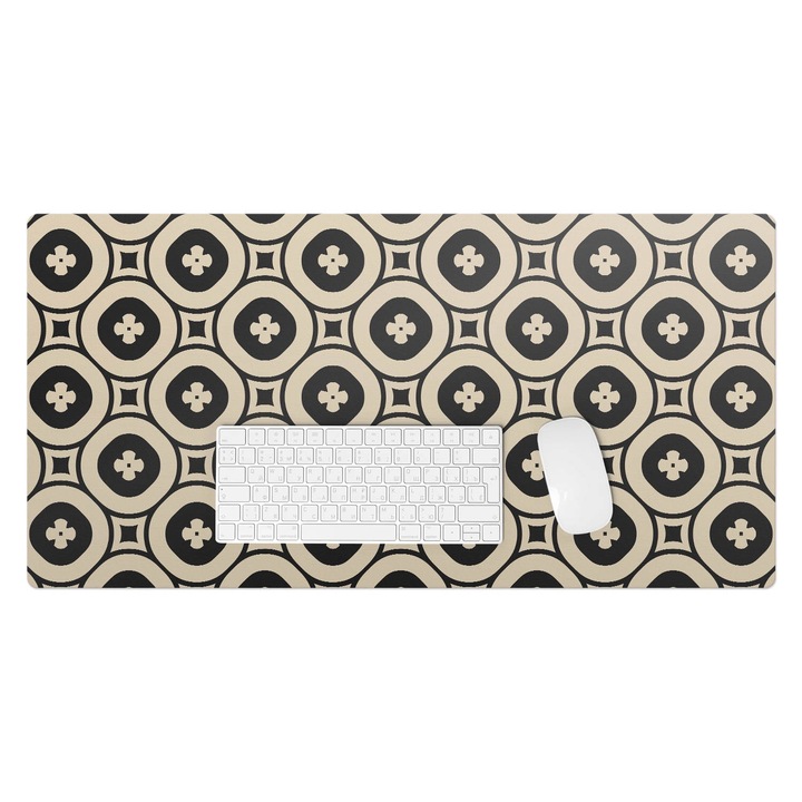 Mapa pentru birou, Wallfluent, Model retro geometric, Bej, 90x45 cm, 010250300040100033469