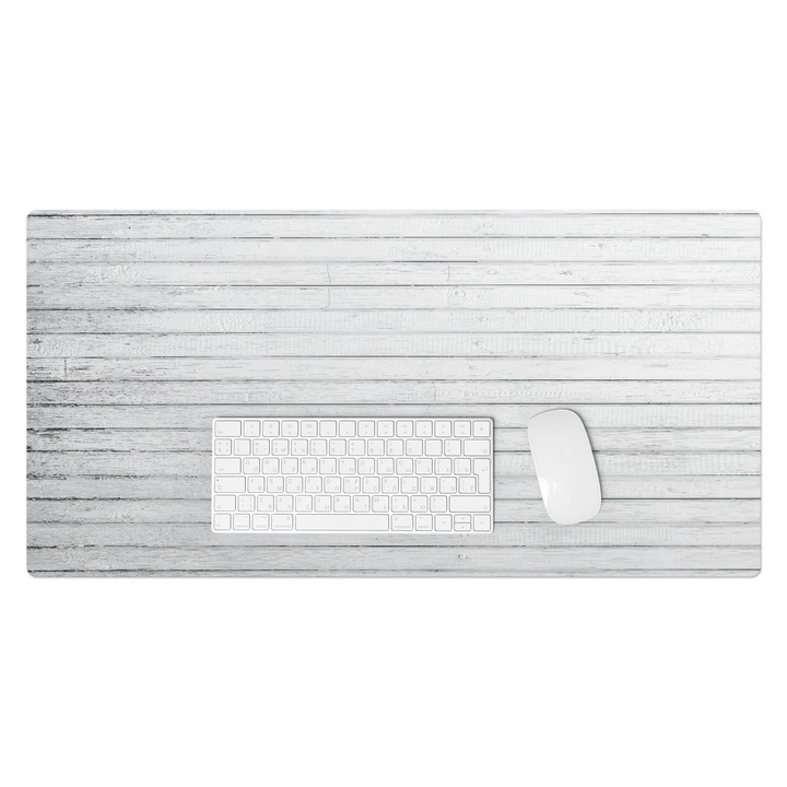 Mapa pentru birou, Wallfluent, Scanduri de lemn pe verticala, Alb, 90x45 cm, 010250300040100057125