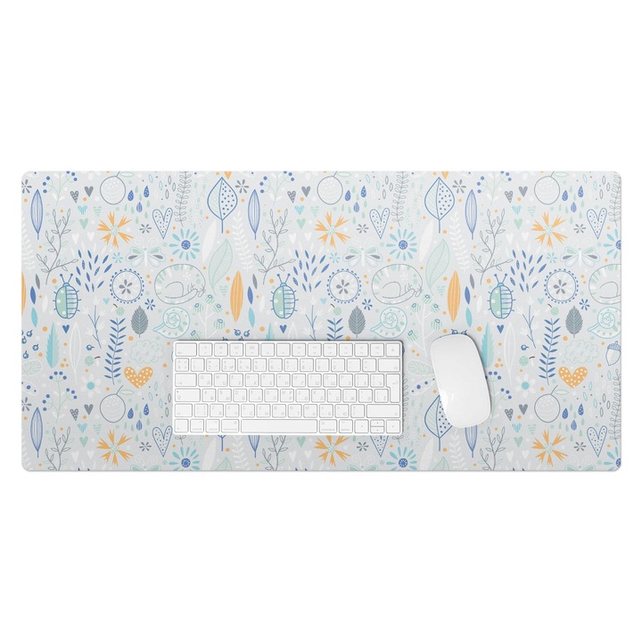 Mapa birou, Wallfluent, Model delicat al naturii, Albastru, 90x45 cm, 010250300040100057232