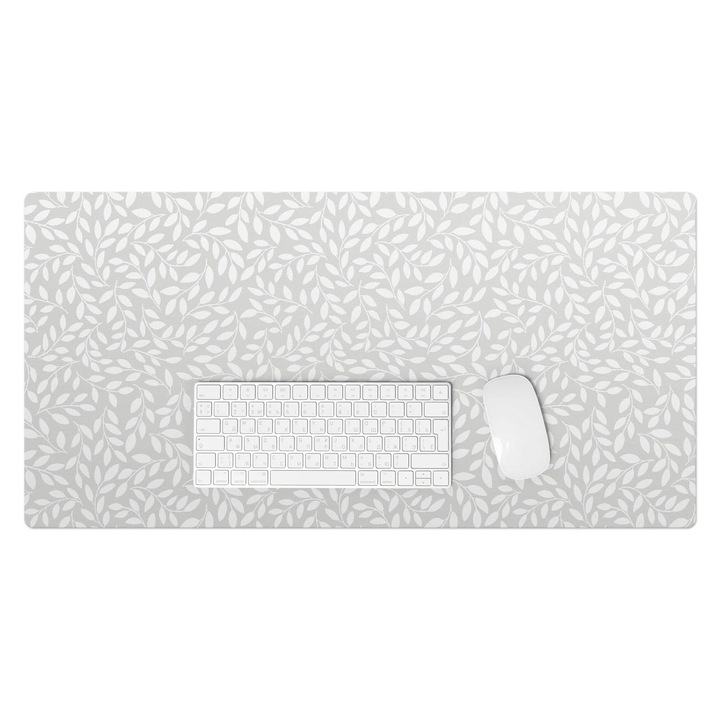 Mapa protectie birou, Wallfluent, Model de frunze, Gri, 90x45 cm, 010250300040100033508