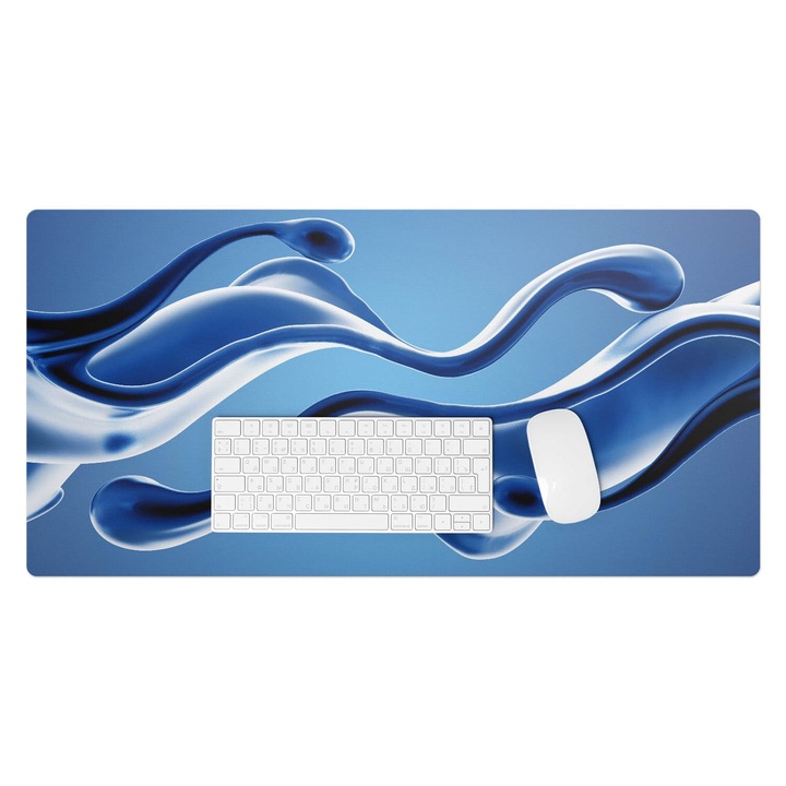 Mapa pentru birou, Wallfluent, Valuri abstracte, Albastru, 90x45 cm, 010250300040100075350