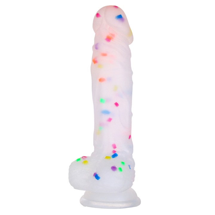 Dildo surreal Transparent Multicolor jucarii sexuale, 21cm，vaginal si anal stimulant, material de inalta calitate silicon, puternic suction disc, fara BPA
