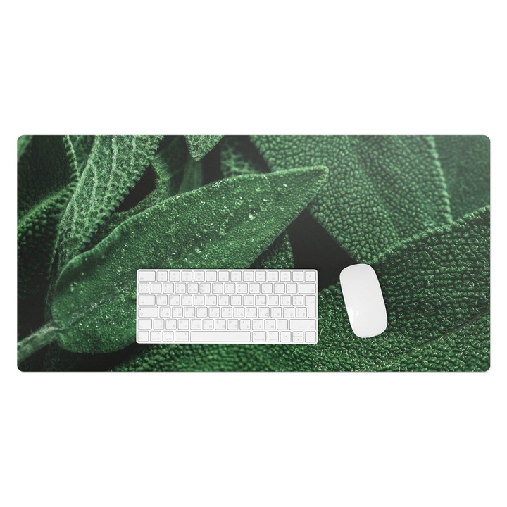 Mapa protectie birou, Wallfluent, Frunzele de aproape, Verde, 90x45 cm, 010250300040100077272