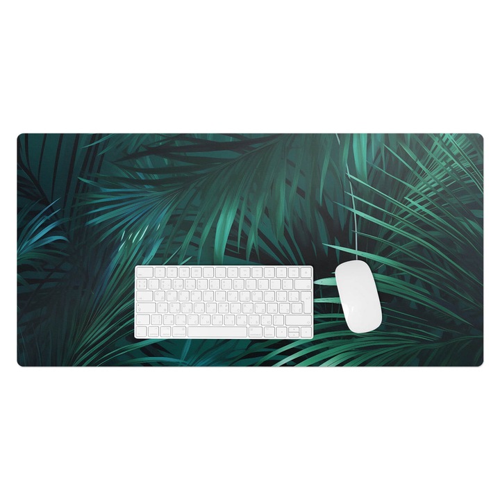 Protectie birou, Wallfluent, Frunze tropicale, Verde, 90x45 cm, 010250300040100088249