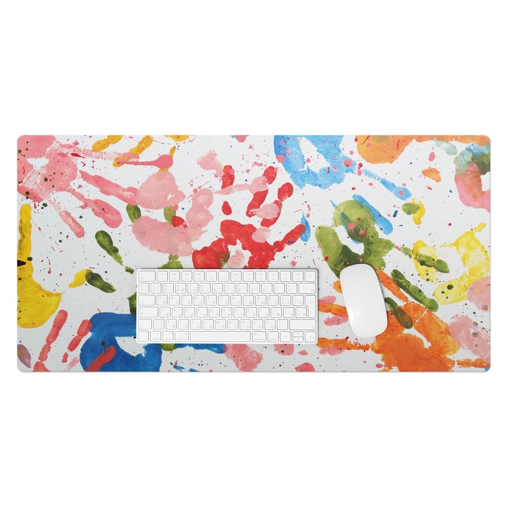 Mapa de birou, Wallfluent, Amprente colorate de maini, Multicolor, 90x45 cm, 010250300040100075134