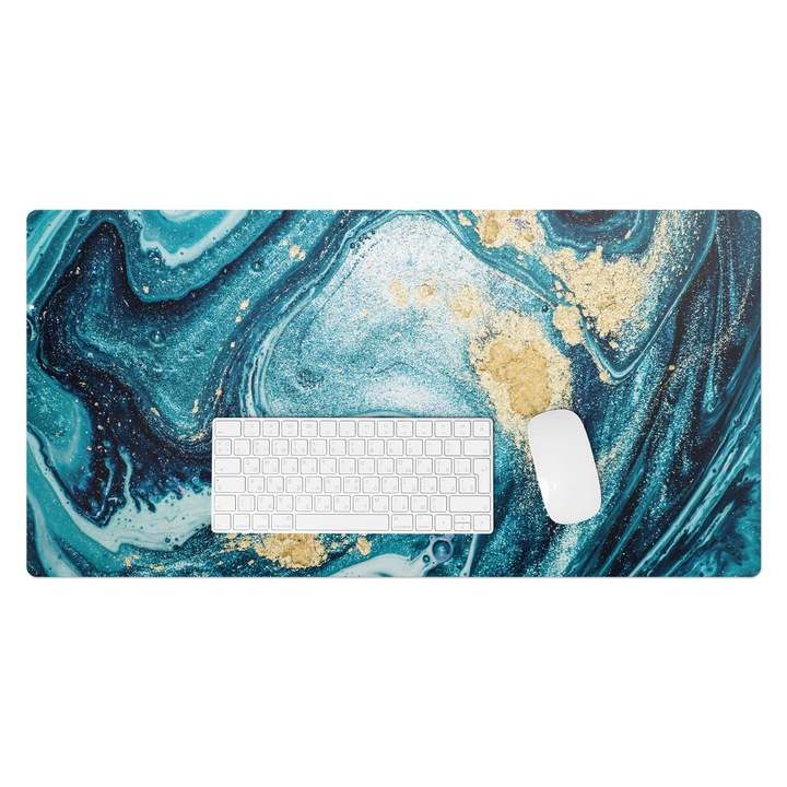 Mapa de birou, Wallfluent, Valuri involburate de arta, Albastru, 90x45 cm, 010250300040100074937