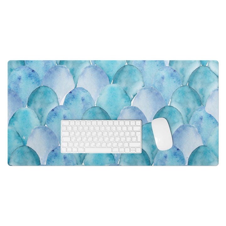 Mapa pentru birou, Wallfluent, Solzi de acuarela, Albastru, 90x45 cm, 010250300040100077405