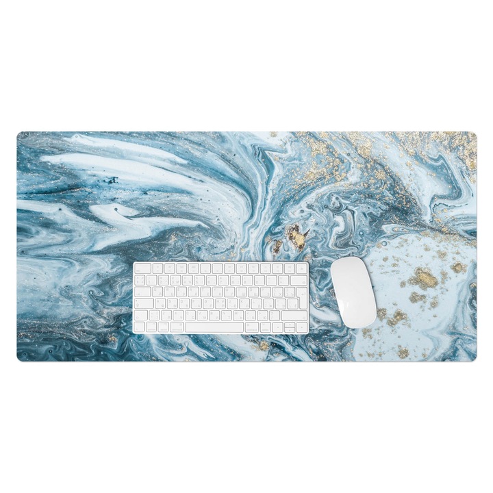 Mapa protectie birou, Wallfluent, Valuri de marmura, Albastru, 90x45 cm, 010250300040100077331