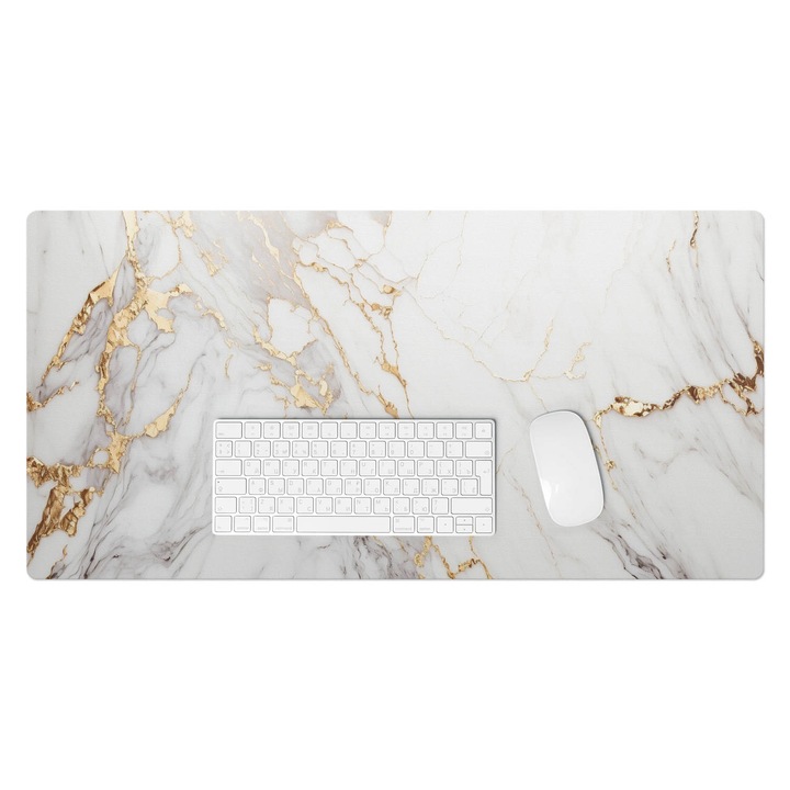 Mapa de birou, Wallfluent, Vene de marmura, Alb, 90x45 cm, 010250300040100088301