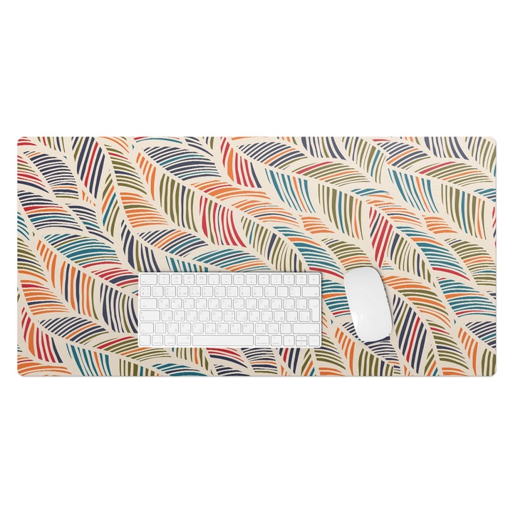 Mapa pentru birou, Wallfluent, Frunze retro colorate, Multicolor, 90x45 cm, 010250300040100057206