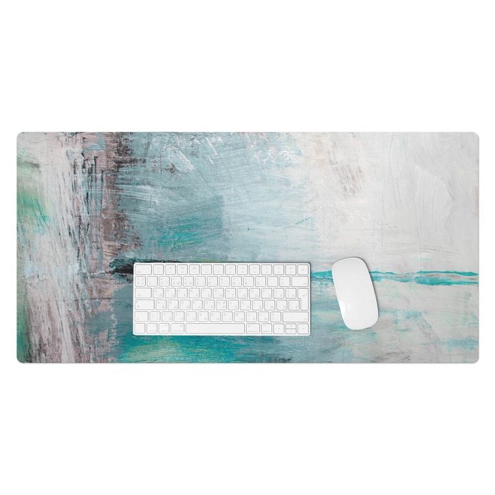 Mapa pentru birou, Wallfluent, Ceata abstracta, Turcoaz, 90x45 cm, 010250300040100074984