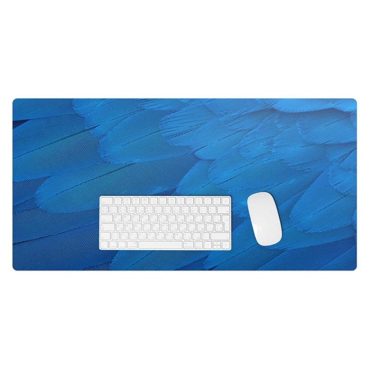 Mapa pentru birou, Wallfluent, Penele de pasari se inchid, Albastru, 90x45 cm, 010250300040100088596