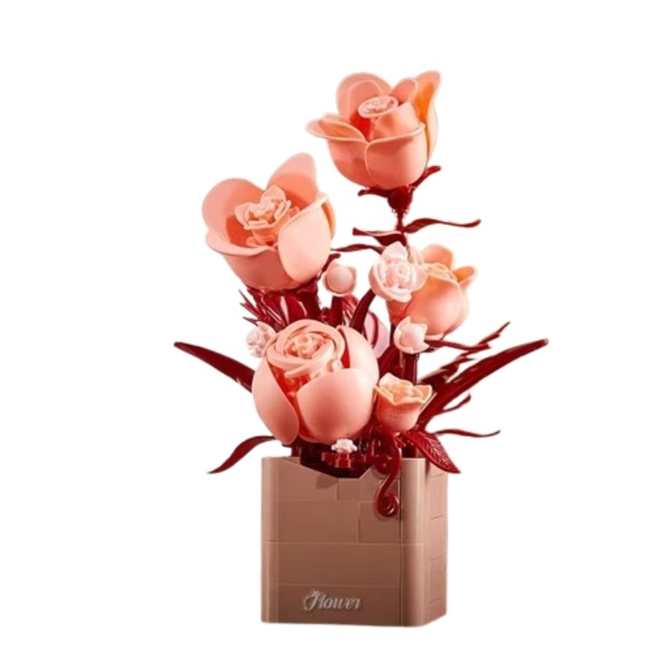 Конструктор за деца и възрастни, Розов бонсай, Направи си сам, Саксийно цвете, Творческа релаксация и осъзнатост, Декорация за дома, 289 части, Подарък за деца и възрастни, Розов