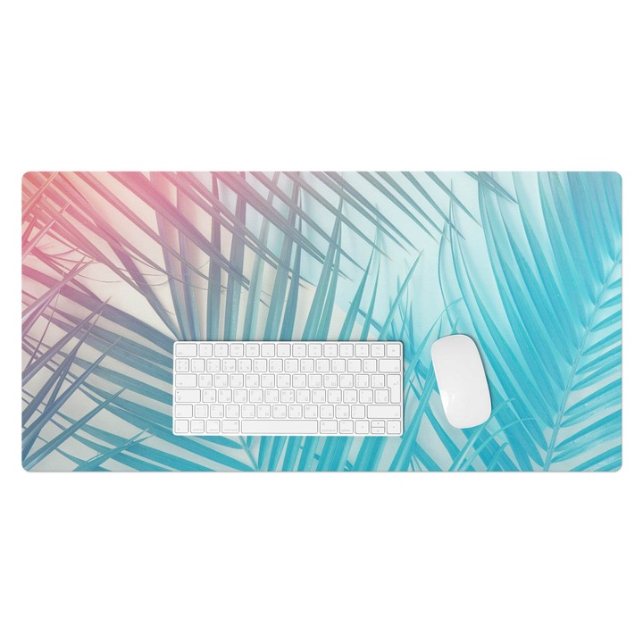 Protectie birou, Wallfluent, Frunze de palmier pastel, Turcoaz, 90x45 cm, 010250300040100088578