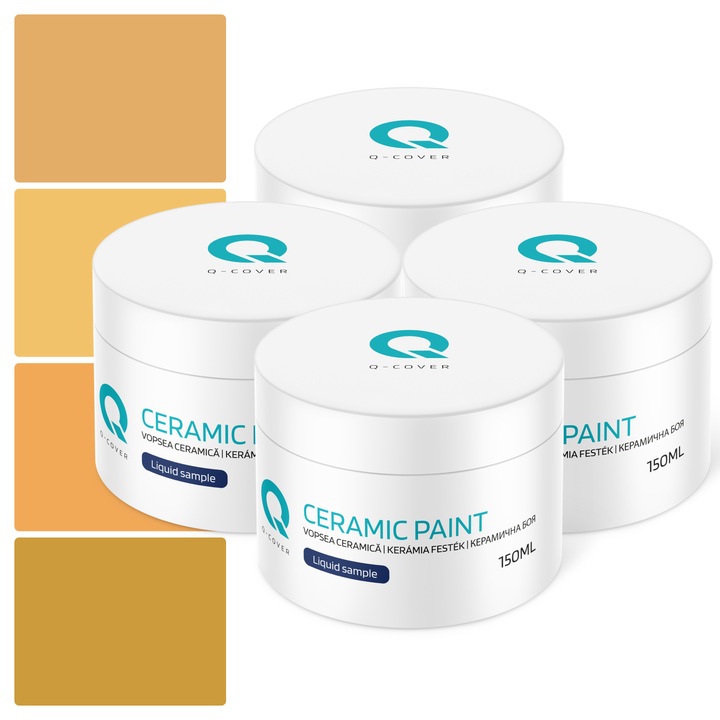 Vopsea ceramica, Set de esantioane de culoare, Multicolor, Nuante de galben mustar, Mat, 4 buc., 150ml