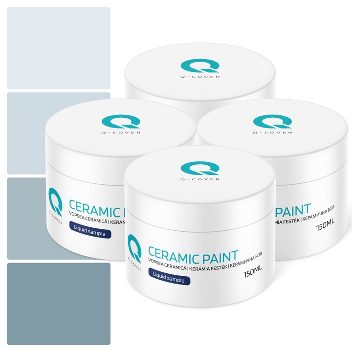 Vopsea ceramica, Set de esantioane de culoare, Multicolor, Nuante de gri platinat, Mat, 4 buc., 150ml