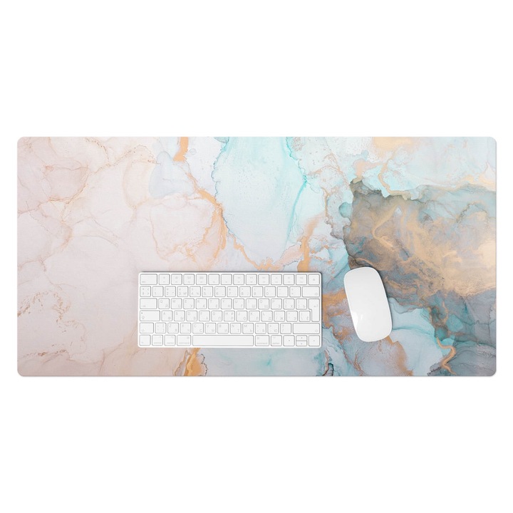 Mapa pentru birou, Wallfluent, Marmura abstracta, Turcoaz, 90x45 cm, 010250300040100088551