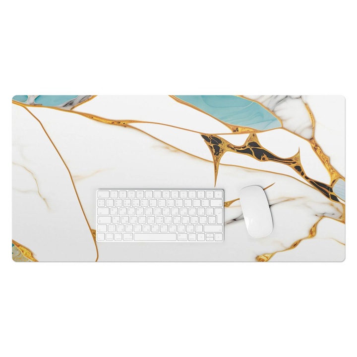 Mapa de birou, Wallfluent, Modele de marmura, Alb, 90x45 cm, 010250300040100282602