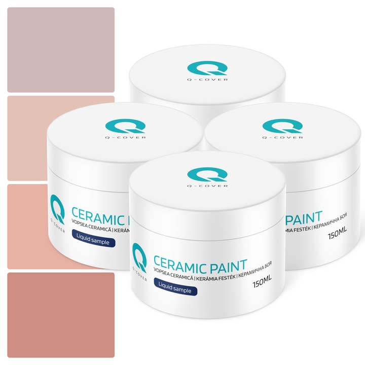 Vopsea ceramica, Set de esantioane de culoare, Multicolor, Nuante de roz inchis, Mat, 4 buc., 150ml