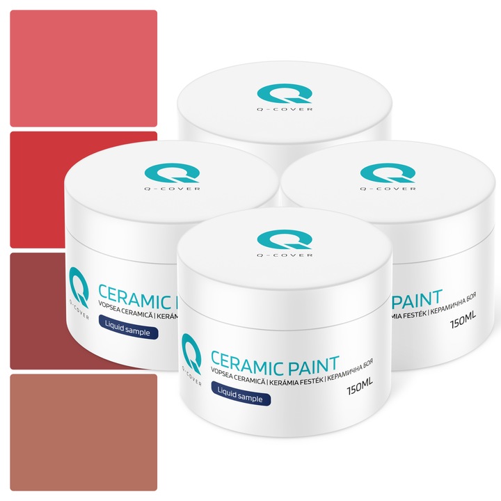 Vopsea ceramica, Set de esantioane de culoare, Multicolor, Nuante de rosu, Mat, 4 buc., 150ml