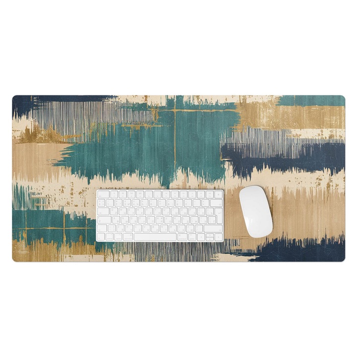 Mapa birou, Wallfluent, Tunuri abstracte, Turcoaz, 90x45 cm, 010250300040100281972