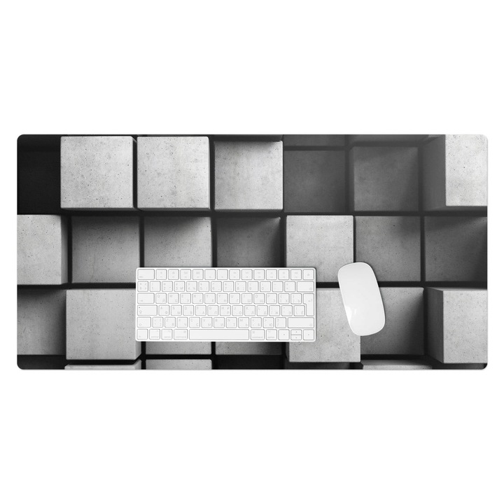 könyökalátét, Wallfluent, Geometriai kockák, Szürke, 90x45 cm, 010250300040100077415