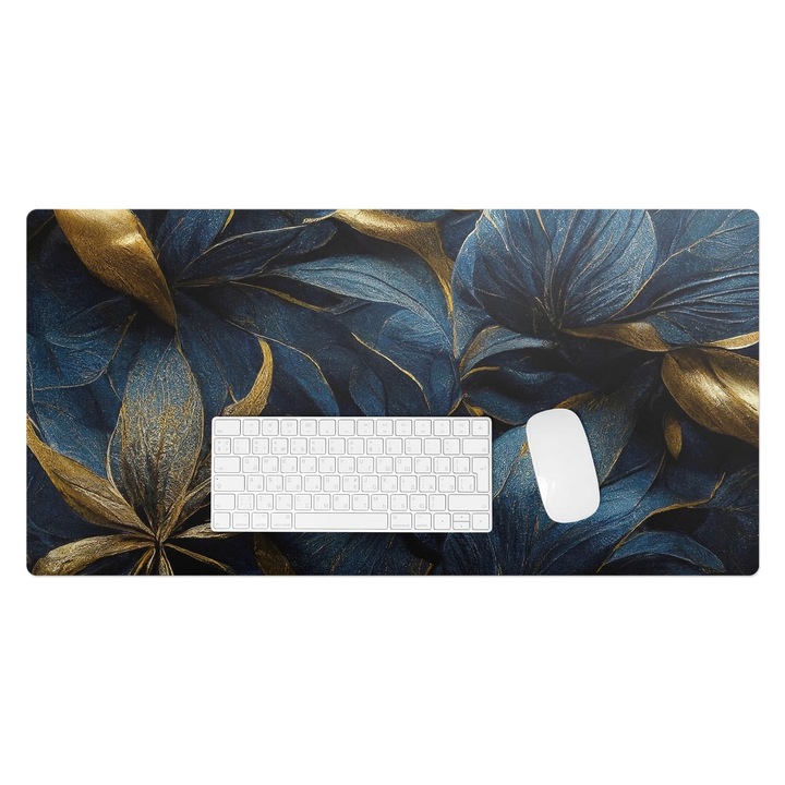 Mapa de birou, Wallfluent, Frunze cu eleganta, Bleumarin, 90x45 cm, 010250300040100088332