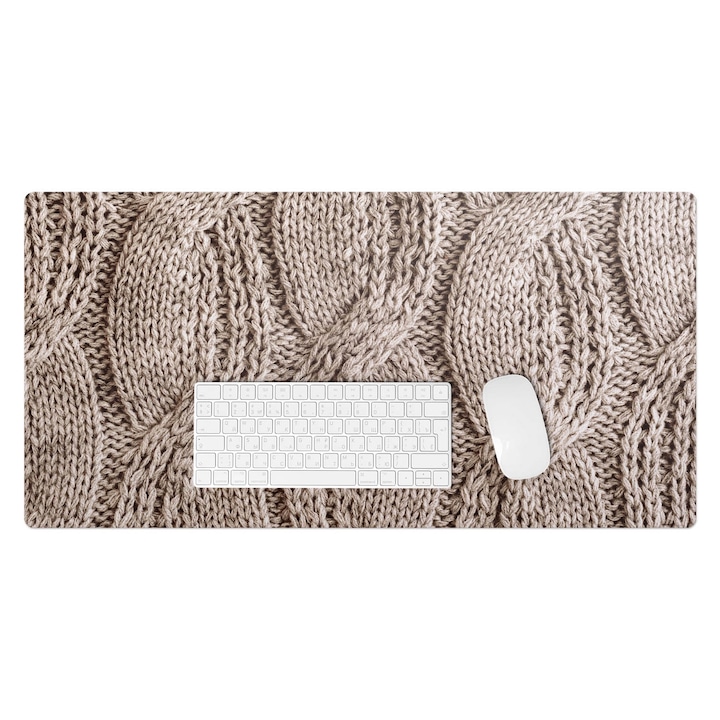 Mapa pentru birou, Wallfluent, Model de pulover impletit, Bej, 90x45 cm, 010250300040100282678