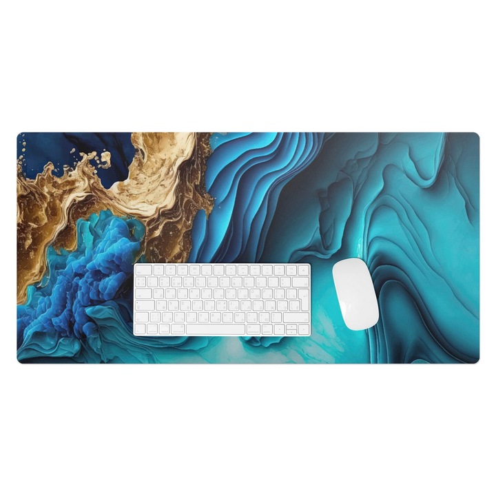 Mapa pentru birou, Wallfluent, Abstractii sovaitoare, Albastru, 90x45 cm, 010250300040100282561