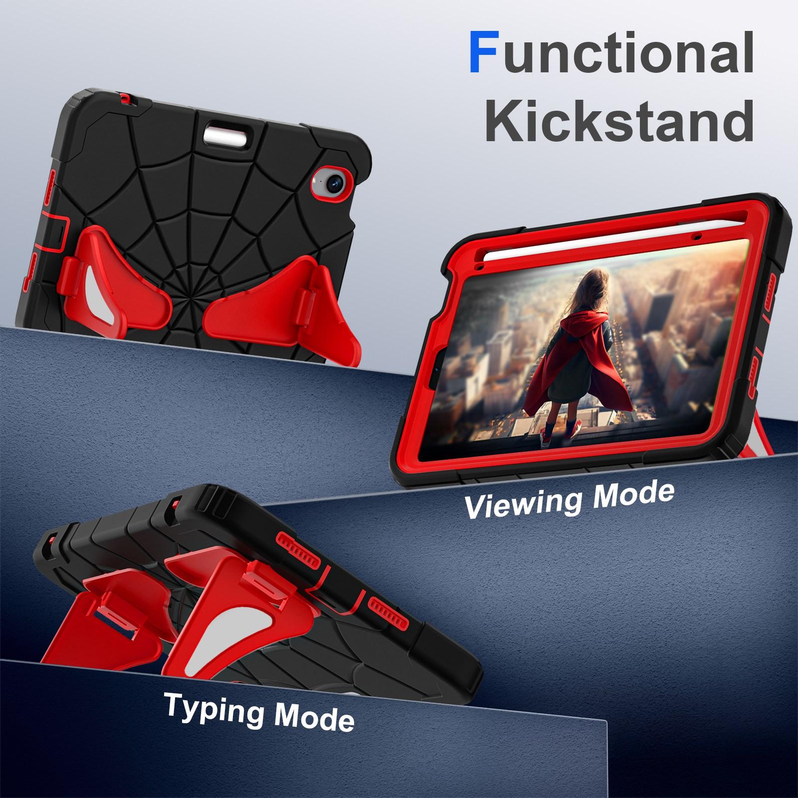 Husa tableta compatibila cu iPad Mini 6, Shockproof, Silicone + PC, Negru/Rosu
