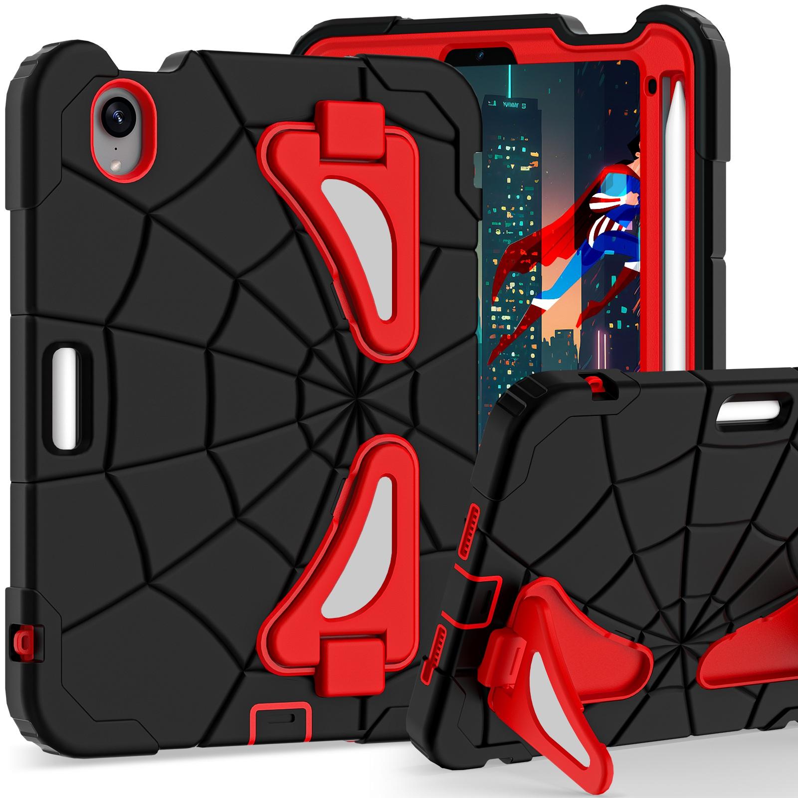 Husa tableta compatibila cu iPad Mini 6, Shockproof, Silicone + PC, Negru/Rosu