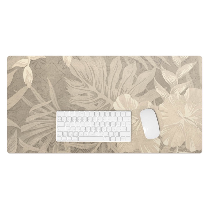 Mapa de birou, Wallfluent, Frunze tropicale retro, Bej, 90x45 cm, 010250300040100282662