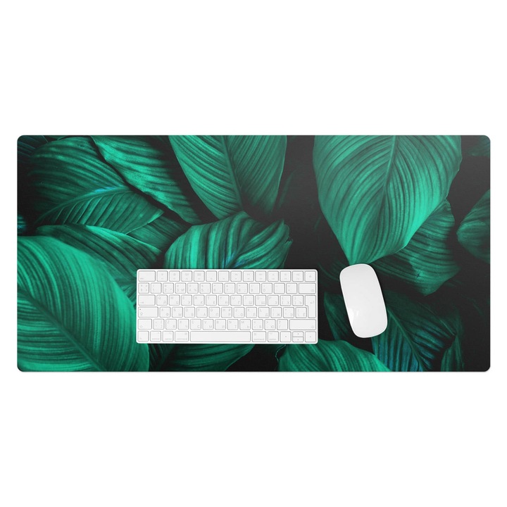 Mapa protectie birou, Wallfluent, Frunze tropicale, Verde, 90x45 cm, 010250300040100282579