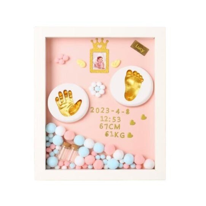 Kéz- és lábnyom ajándékszett, lakberendezés, rózsaszín