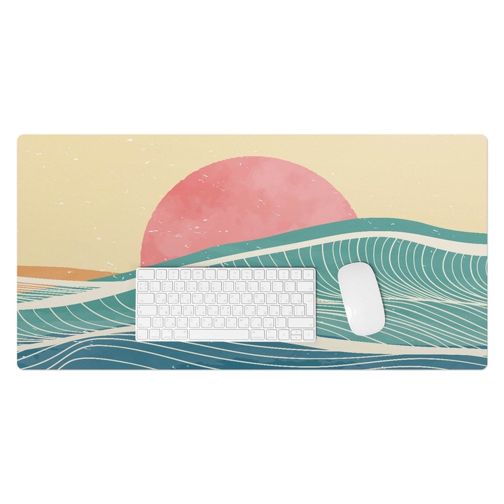 Mapa de birou, Wallfluent, Valuri si apus, Galben, 90x45 cm, 010250300040100282764