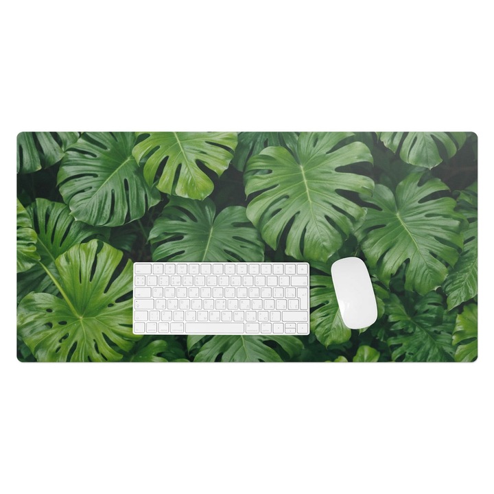 Mapa birou, Wallfluent, Monstera pleaca, Verde, 90x45 cm, 010250300040100282585