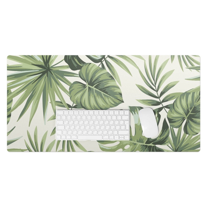 Mapa de birou, Wallfluent, Frunze tropicale, Verde, 90x45 cm, 010250300040100274350