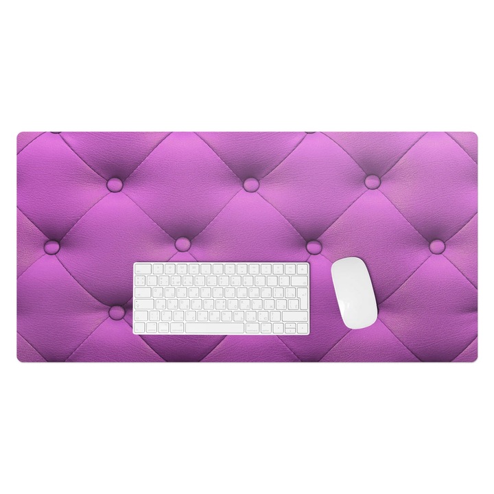 Mapa protectie birou, Wallfluent, Model de tapiterie matlasata, Violet, 90x45 cm, 010250300040100282639