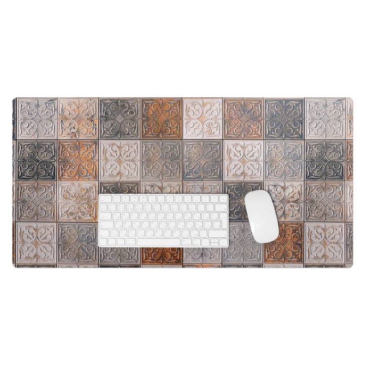 Mapa pentru birou, Wallfluent, Model retro patrat, Gri, 90x45 cm, 010250300040100282524