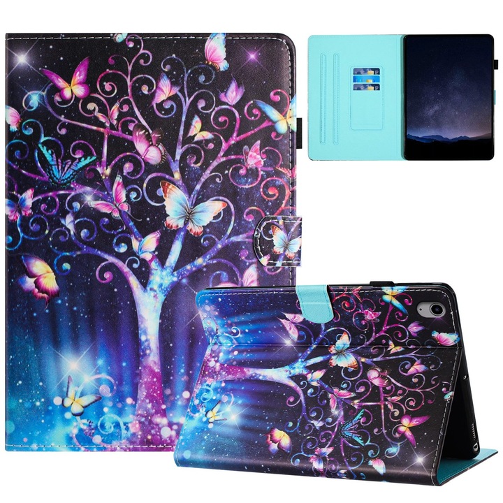 Husa tableta compatibila cu iPad Mini 6, Cusaturi din piele de Licurici, Auto Sleep/Wake