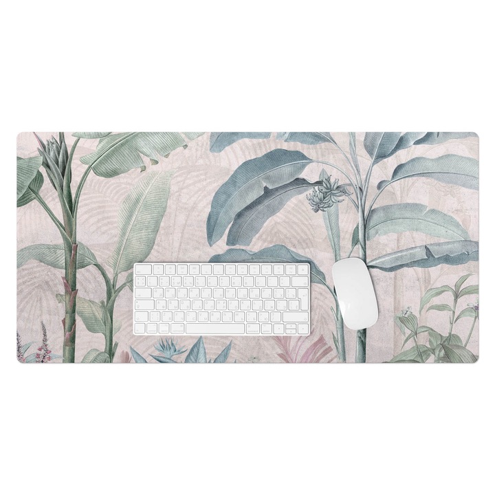 Mapa protectie birou, Wallfluent, Frunze exotice, Verde, 90x45 cm, 010250300040100282676