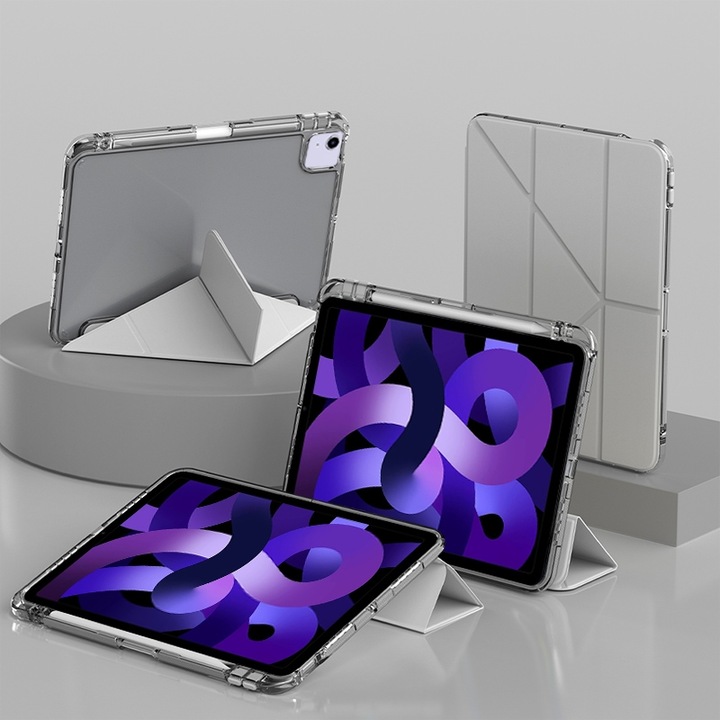 iPad Air 11 2024 / Air 2022 készülékkel kompatibilis táblagép tok, deformálható bőr, szürke