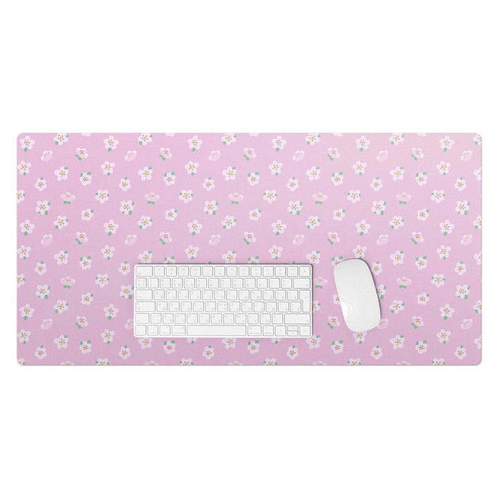 Mapa protectie birou, Wallfluent, Model floral pastel, Roz, 90x45 cm, 010250300040100282797