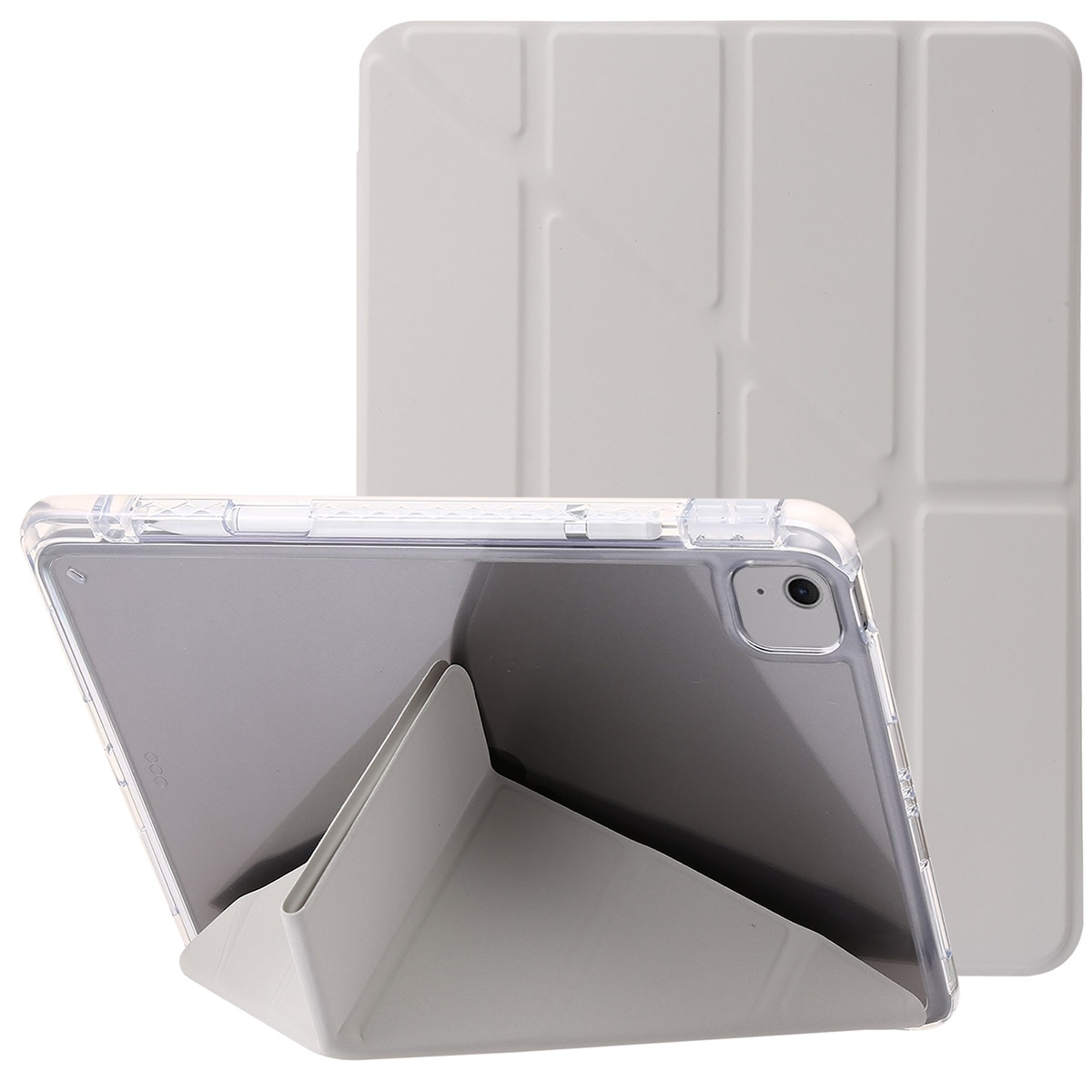 Husa tableta compatibila cu iPad Air 11, Protectie completa, Inchidere acrilica transparenta, Gri
