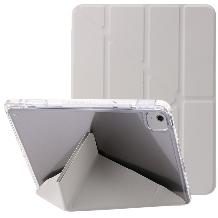 Husa tableta compatibila cu iPad Air 11, Protectie completa, Inchidere acrilica transparenta, Gri