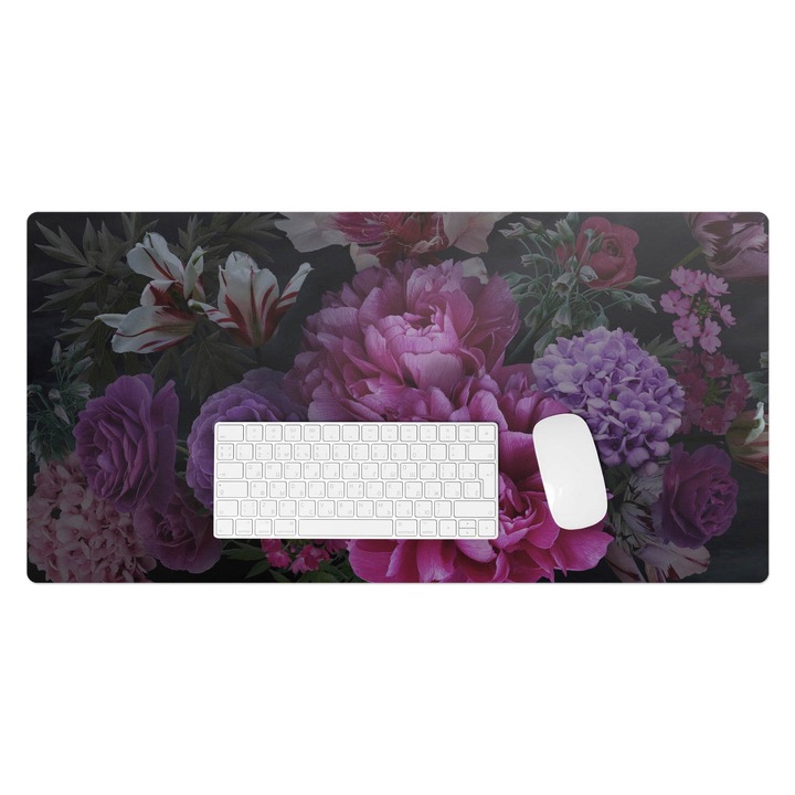 Mapa pentru birou, Wallfluent, Flori in intuneric, Violet, 90x45 cm, 010250300040100282783