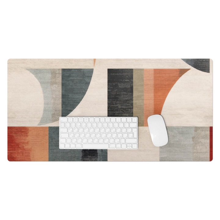 Mapa birou, Wallfluent, Forme geometrice retro, Bej, 90x45 cm, 010250300040100282825