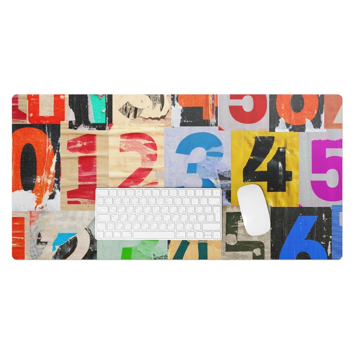 Mapa protectie birou, Wallfluent, Colaj cu numere colorate, Multicolor, 90x45 cm, 010250300040100282893